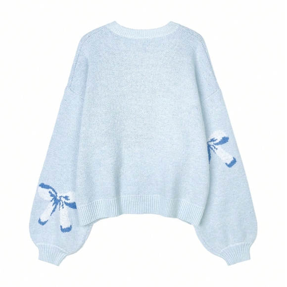 Bowknot Pattern Long Sleeve Knit Sweater - Picture 8 of 8